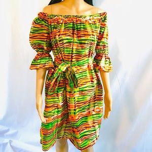 Off shoulder kente dress